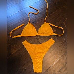 NWOT Acqualara Brazilian Mustard Thong Bikini Swimwear Size M